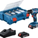 BOSCH Professional Vŕtačka GSB 18V-45 + 63-dielna sada príslušenstva 0.615. A50.07G (2× 2 Ah)